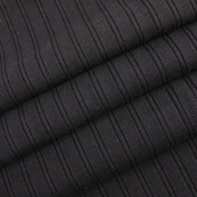 32s CVC + 40D Full-Plated 10x2 Striped Spandex Rib Knit